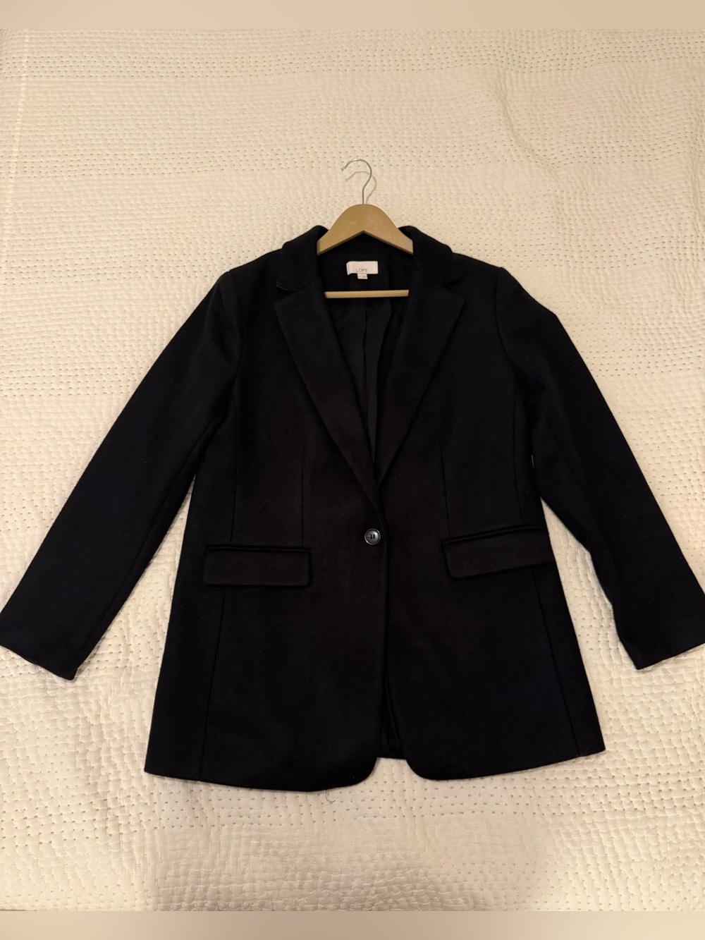 LOFT Black Long Blazer Size 10 Tailored Single Button